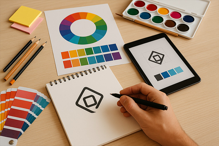 image of graphics tablet with logo design